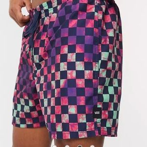 Vans swim trunks size small. Mixed volley tie dye checkerboard print.